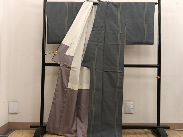 平和屋着物●上質な紬 100亀甲 亀甲間道 正絹 逸品 BAAW3502mz