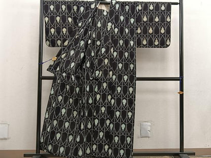 平和屋着物●久留米絣 単衣 幾何学文 綿 逸品 BAAW3504mz