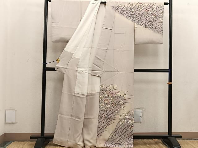平和屋着物●訪問着 友禅 作家物 草花文 暈し染め 三越扱い 正絹 逸品 BAAW3508mz