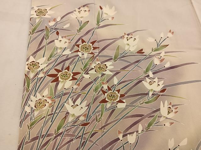 平和屋着物●訪問着 友禅 作家物 草花文 暈し染め 三越扱い 正絹 逸品 BAAW3508mz