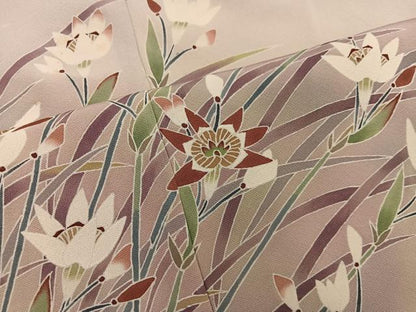 平和屋着物●訪問着 友禅 作家物 草花文 暈し染め 三越扱い 正絹 逸品 BAAW3508mz