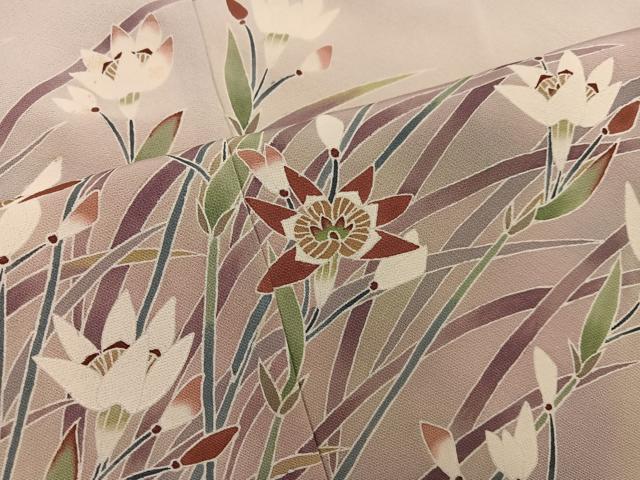 平和屋着物●訪問着 友禅 作家物 草花文 暈し染め 三越扱い 正絹 逸品 BAAW3508mz