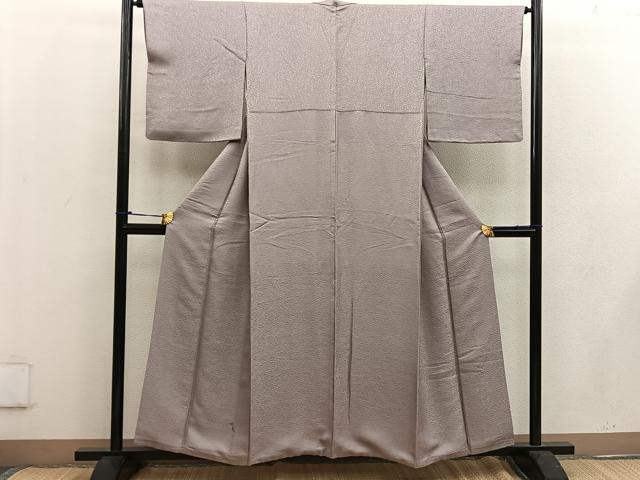 平和屋着物●上質な色無地 南天地紋 銀煤竹色 正絹 逸品 BAAW3509mz