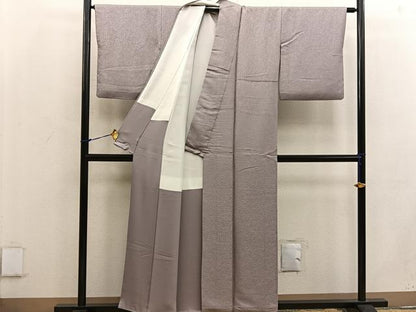 平和屋着物●上質な色無地 南天地紋 銀煤竹色 正絹 逸品 BAAW3509mz