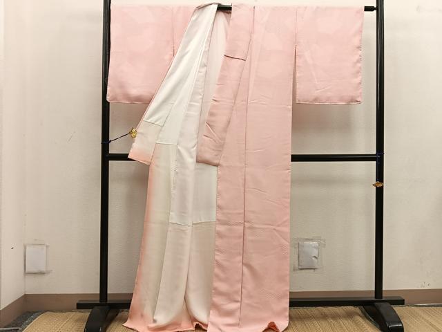 平和屋着物●上質な色無地 亀甲地紋 宍色 正絹 逸品 BAAW3510mz