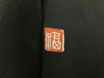 平和屋着物●豪華黒留袖 友禅 作家物 尾長鳥花文 正絹 逸品 BAAW3511mz