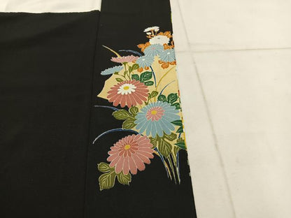 平和屋着物●豪華黒留袖 友禅 作家物 尾長鳥花文 正絹 逸品 BAAW3511mz