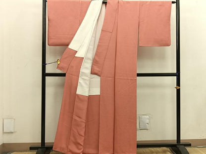 平和屋着物●上質な色無地 甚三紅色 正絹 逸品 BAAW3513mz