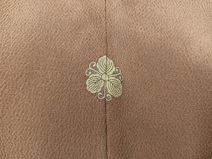 平和屋着物●訪問着 紬地 総刺繍 草花文 暈し染め 金糸 正絹 逸品 BAAW3518mz