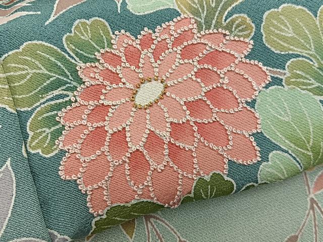 平和屋着物●訪問着 相良刺繍 枝菊花文 暈し染め 金彩 正絹 逸品 BAAW3520mz
