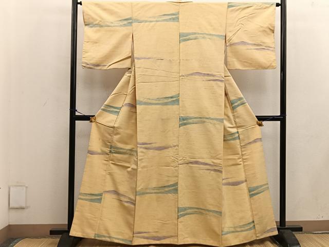 平和屋着物●上質な紬 幾何学文様 正絹 逸品 BAAW3523mz