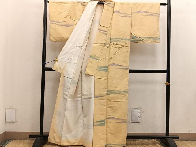 平和屋着物●上質な紬 幾何学文様 正絹 逸品 BAAW3523mz