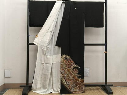 平和屋着物●豪華黒留袖 作家物 駒刺繍 花鳥文 暈し染め 金彩 正絹 逸品 BAAW3524mz