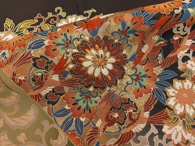 平和屋着物●豪華黒留袖 作家物 駒刺繍 花鳥文 暈し染め 金彩 正絹 逸品 BAAW3524mz