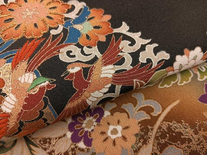 平和屋着物●豪華黒留袖 作家物 駒刺繍 花鳥文 暈し染め 金彩 正絹 逸品 BAAW3524mz