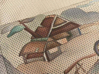 平和屋着物●訪問着 本場大島紬 白大島 手描き 刺繍 7マルキ 風景花文 正絹 逸品 BAAW3525mz