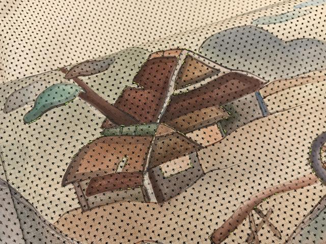 平和屋着物●訪問着 本場大島紬 白大島 手描き 刺繍 7マルキ 風景花文 正絹 逸品 BAAW3525mz