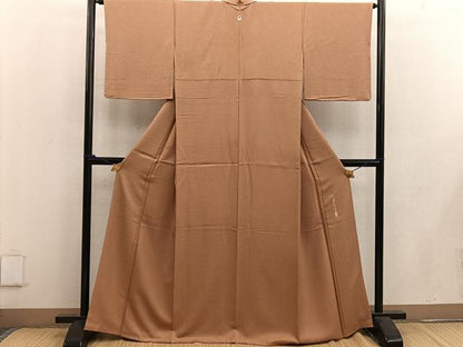 平和屋着物●本草木染作家 瑞寶 色無地 小麦色 正絹 逸品 BAAW3526mz