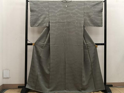 平和屋着物●上質な色無地 樹林地紋 利休色 正絹 逸品 未使用 BAAW3528mz