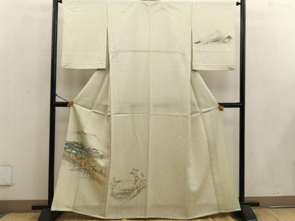 平和屋着物▽訪問着 単衣 手描き 人物風景文 正絹 逸品 BAAW3530mz