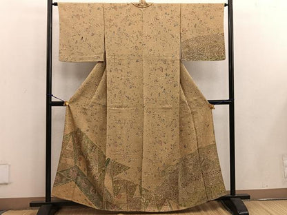 平和屋着物▽訪問着 単衣 更紗花鳥文 正絹 逸品 BAAW3531mz