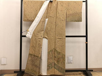 平和屋着物▽訪問着 単衣 更紗花鳥文 正絹 逸品 BAAW3531mz