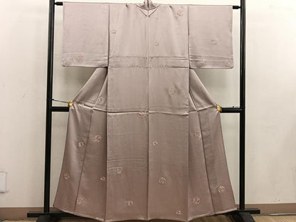 平和屋着物▽上質な小紋 単衣 中国三大刺繍 総刺繍 相良刺繍 花蝶文 正絹 逸品 BAAW3532mz