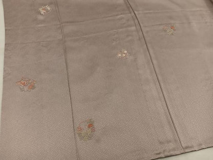 平和屋着物▽上質な小紋 単衣 中国三大刺繍 総刺繍 相良刺繍 花蝶文 正絹 逸品 BAAW3532mz