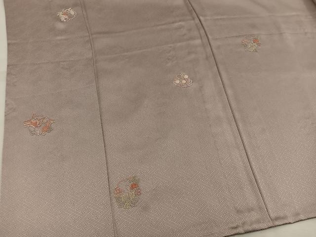 平和屋着物▽上質な小紋 単衣 中国三大刺繍 総刺繍 相良刺繍 花蝶文 正絹 逸品 BAAW3532mz