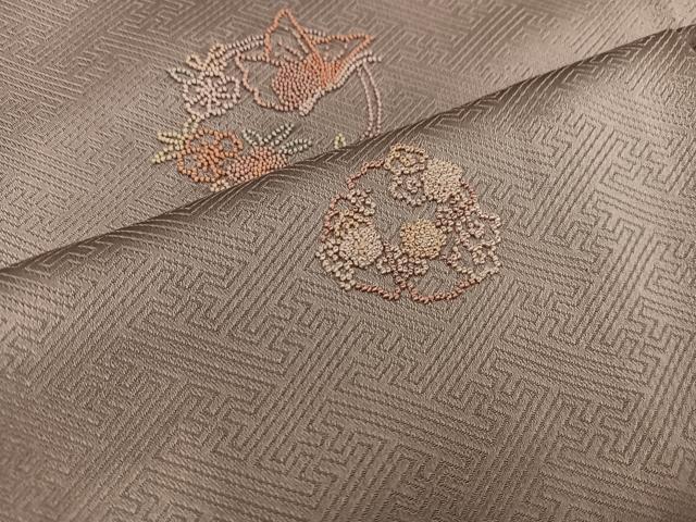 平和屋着物▽上質な小紋 単衣 中国三大刺繍 総刺繍 相良刺繍 花蝶文 正絹 逸品 BAAW3532mz