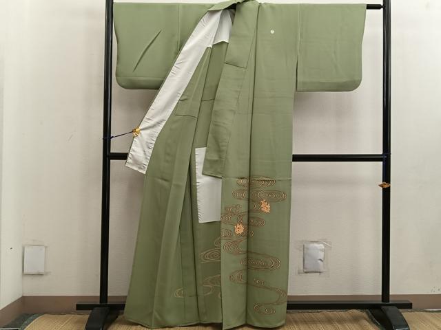 平和屋着物▽豪華色留袖 単衣 駒刺繍 松ぼっくり 正絹 逸品 BAAW3533mz