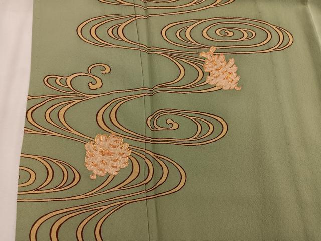 平和屋着物▽豪華色留袖 単衣 駒刺繍 松ぼっくり 正絹 逸品 BAAW3533mz