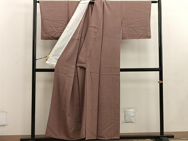 平和屋着物▽上質な小紋 単衣 草葉文 正絹 逸品 BAAW3534mz