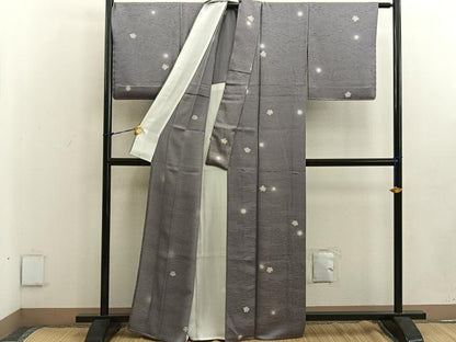 平和屋着物▽上質な小紋 単衣 梅 蛍暈し 金彩 正絹 逸品 BAAW3536mz
