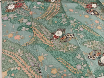 平和屋着物▽上質な小紋 単衣 地紙花文 金彩 正絹 逸品 BAAW3537mz