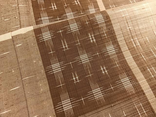平和屋着物▽上質な紬 単衣 絣文様 正絹 逸品 BAAW3538mz