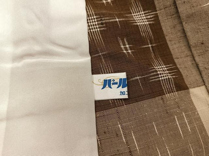 平和屋着物▽上質な紬 単衣 絣文様 正絹 逸品 BAAW3538mz