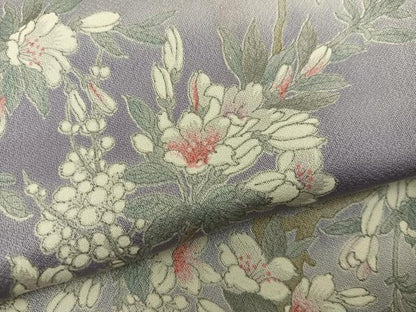 平和屋着物▽上質な小紋 単衣 枝花文 正絹 逸品 BAAW3541mz