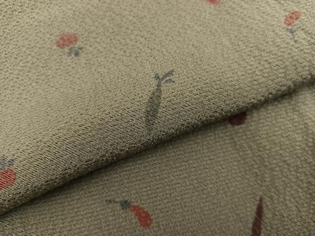 平和屋着物▽上質な小紋 単衣 成り物 唐辛子 正絹 逸品 BAAW3542mz