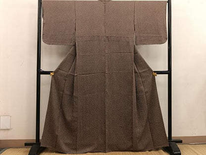 平和屋着物▽江戸小紋　単衣　草花文　正絹　逸品　BAAW3544mz