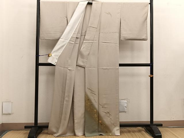 平和屋着物▽訪問着 単衣 こぼれ松葉 暈し染め 金銀彩 さが美扱い 正絹 逸品 BAAW3547mz
