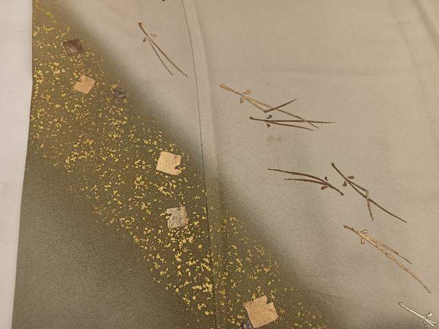 平和屋着物▽訪問着 単衣 こぼれ松葉 暈し染め 金銀彩 さが美扱い 正絹 逸品 BAAW3547mz