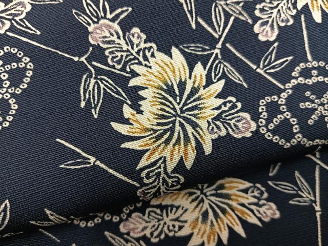 平和屋着物▽上質な小紋 単衣 型染め 草花文 正絹 逸品 BAAW3548mz