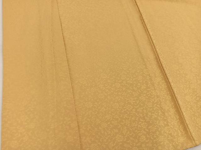 平和屋着物▽上質なお召 単衣 黄金糸 花唐草地紋 黄土色 正絹 逸品 BAAW3549mz