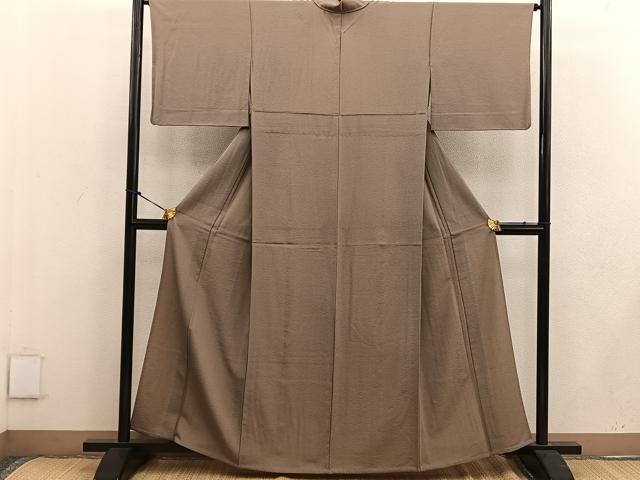 平和屋着物▽上質な色無地 単衣 朽葉色 正絹 逸品 BAAW3550mz