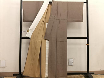 平和屋着物▽上質な色無地 単衣 朽葉色 正絹 逸品 BAAW3550mz