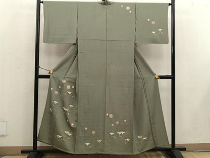 平和屋着物▽訪問着 単衣 梅花文 金彩 正絹 逸品 BAAW3551mz