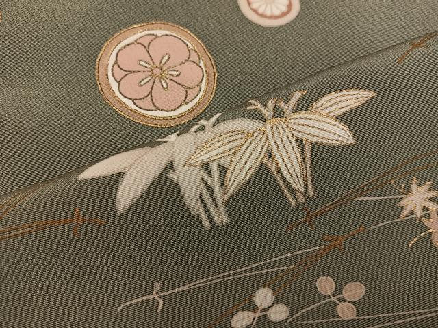 平和屋着物▽訪問着 単衣 梅花文 金彩 正絹 逸品 BAAW3551mz