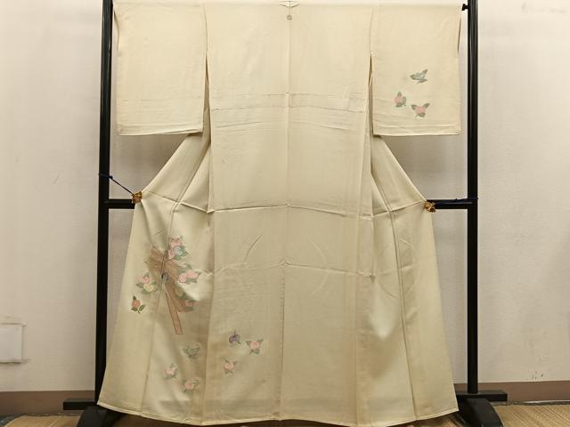 平和屋着物▽訪問着 単衣 総刺繍 駒刺繍 橘 金糸 正絹 逸品 BAAW3553mz