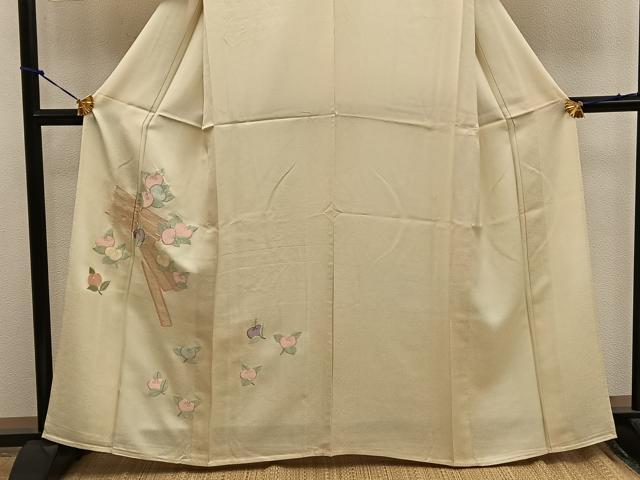 平和屋着物▽訪問着 単衣 総刺繍 駒刺繍 橘 金糸 正絹 逸品 BAAW3553mz